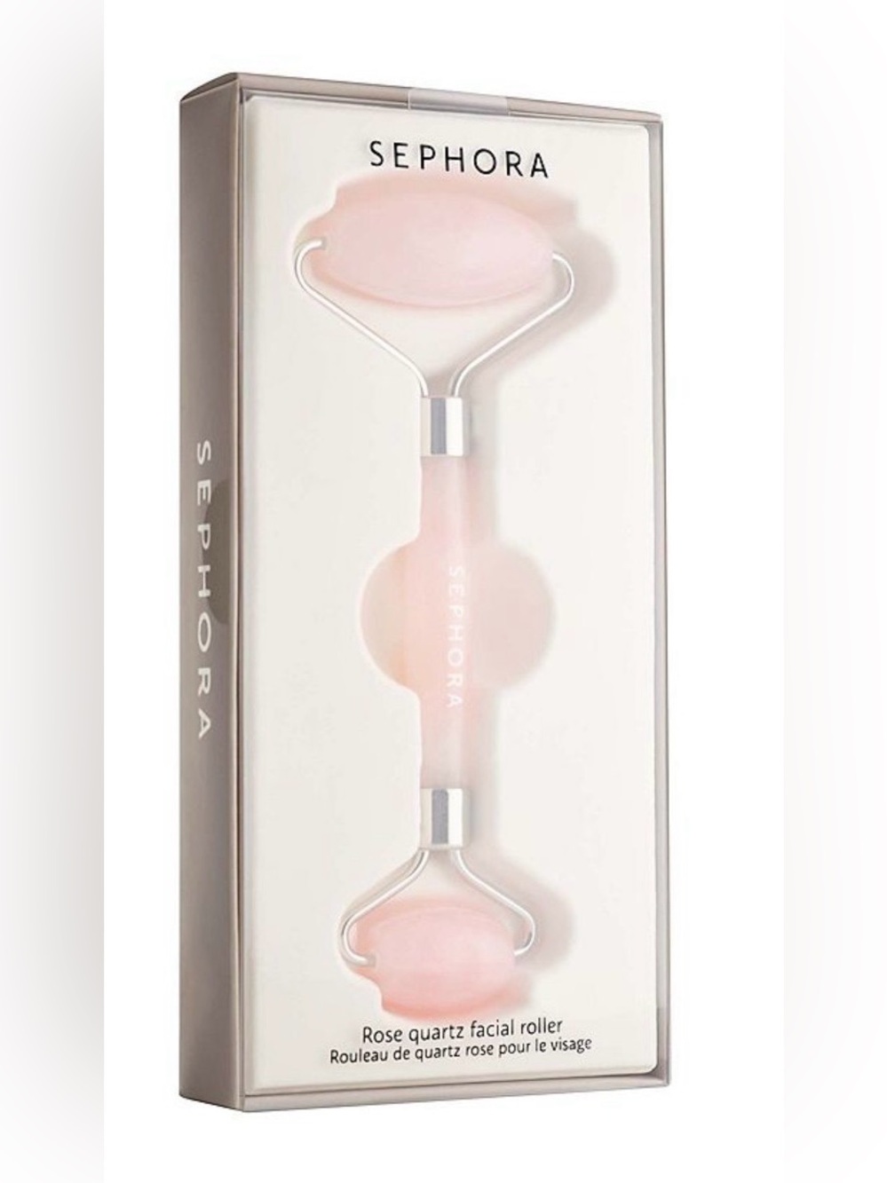 Sephora Dual-Ended Rose Quartz Facial Roller in Light Pink